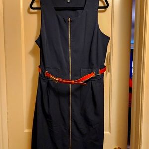 NWT Navy Blue FULL front zipper dress